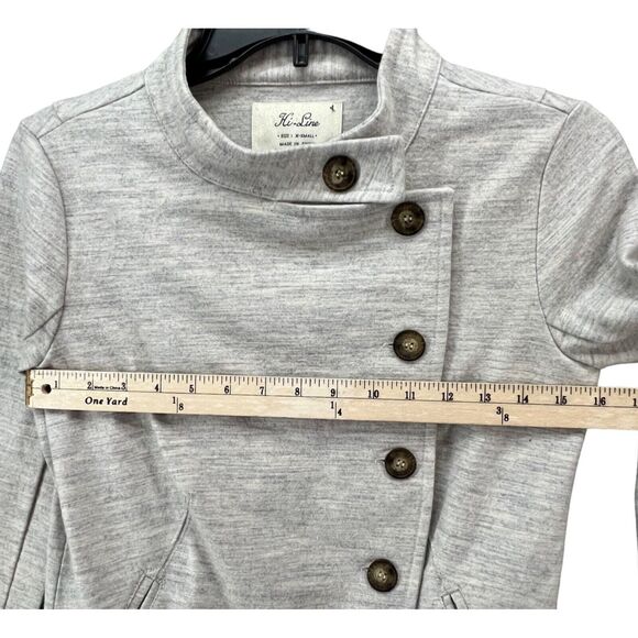 Hi Line Jacket Womens XS Gray Wool Blend Asymmetrical Button Utility Moto Cozy - Picture 6 of 14
